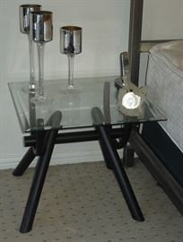 Glass & black end table