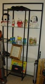 AV shelf, Snoopy collectibles