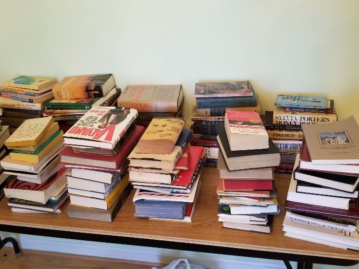 100s of books and magazines. Hardcover $1; paperback and magazines, 75 cents.