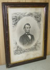 1870's Stone Lithograph Abe Lincoln Picture