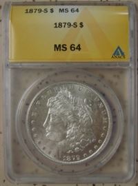 ANACS 1879-S Morgan Silver Dollar - MS 64