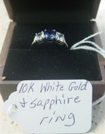 10K White Gold & Sapphire Ring