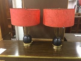 Pair Red Atomic Lamps