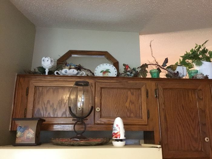 Decor on top of the cabinets in kitchen