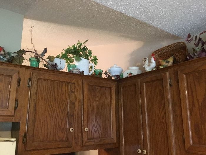 Decor on top of the cabinets in kitchen