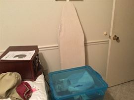 Ironing board, radio & player, storage