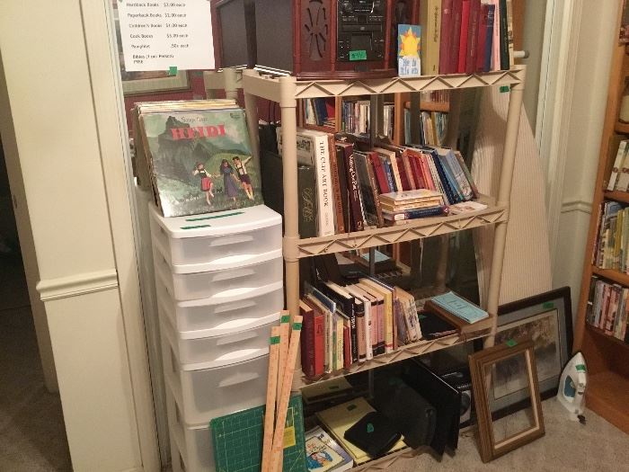 LP's, storage, more books, pictures & frames