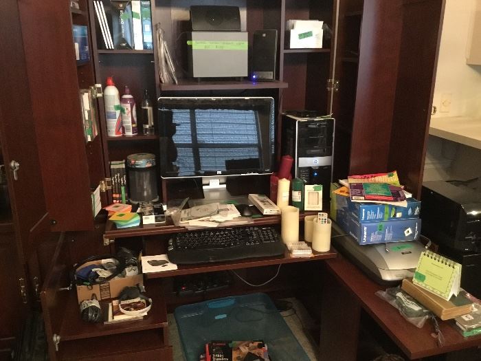 Large 3 section Sauder office/computer desk with shelves