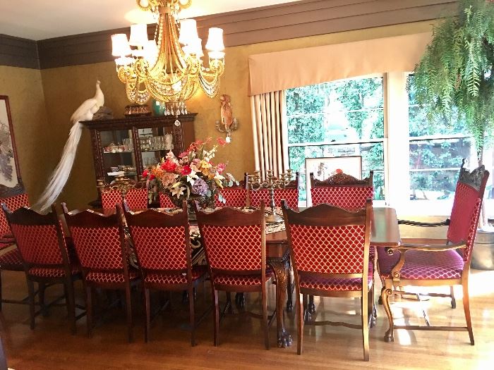 Antique dining table with twelve chairs 