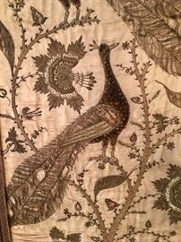 Antique peacock textile artwork 