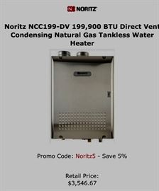 Never Installed Noritz Tankless Water heater as shown in picture from internet.  Being sold for $950.00