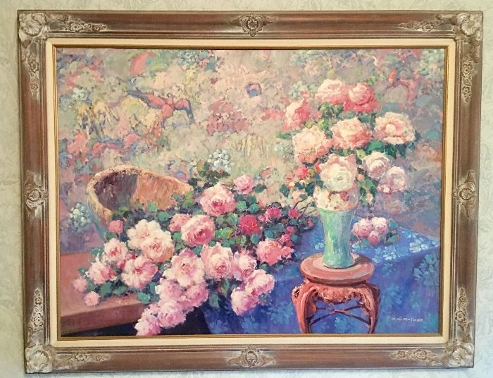 Magnificent large original Floral still life painting 