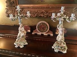 Antique European porcelain figural candelabras