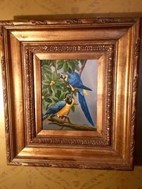 Original oil painting - parrots 