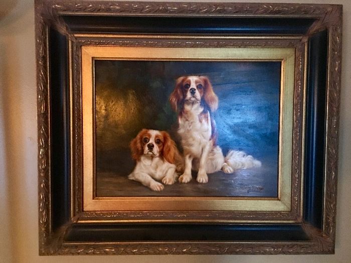 Fine quality and incredibly detailed original King Charles dog painting 