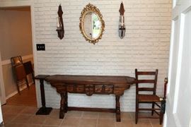 Console Table, Chair, Plant Stand, Mirror, Wall Sconces
