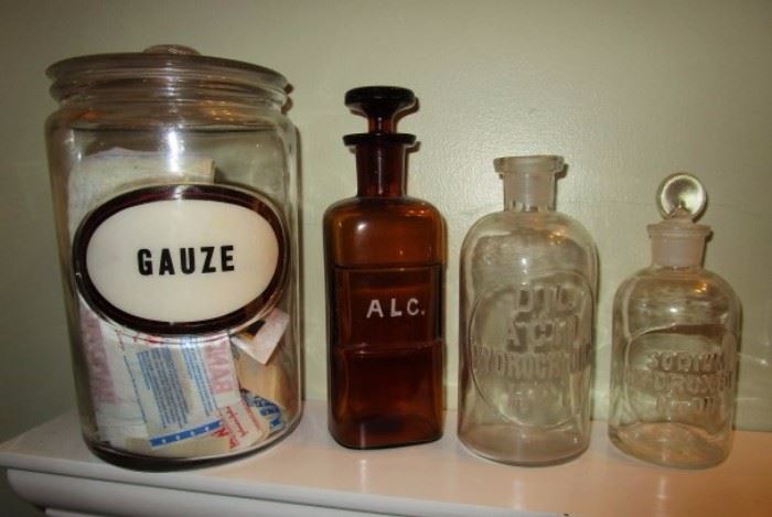 Antique pharmacy bottles & collectibles (just a sample)