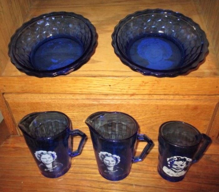 Shirley Temple cobalt glass collectibles