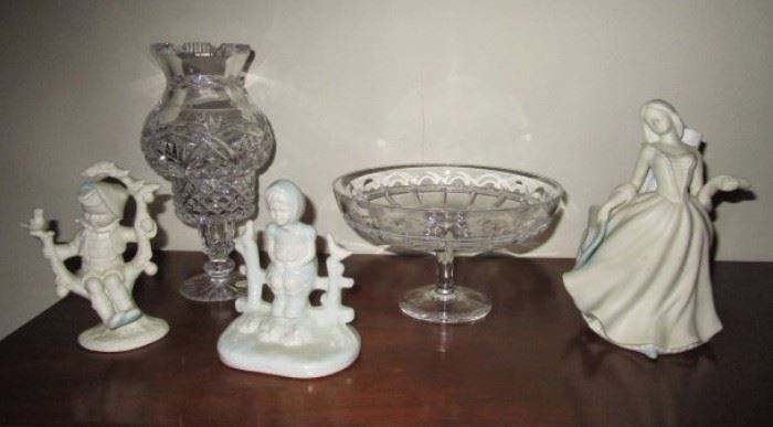 Misc. porcelain figurines and glassware
