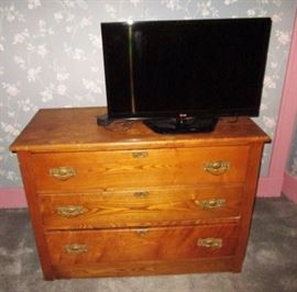 3 drawer chest, flat screen TV