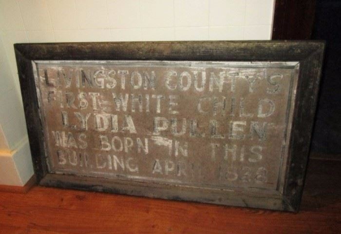 Antique Livingston County Sign, ca 1828!
