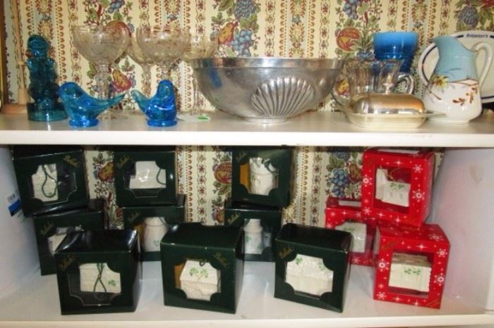 Beleek Christmas collectibles, collectible glass, porcelain, silver plate items