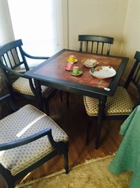 Side Table Leather Topped with 4 Chairs