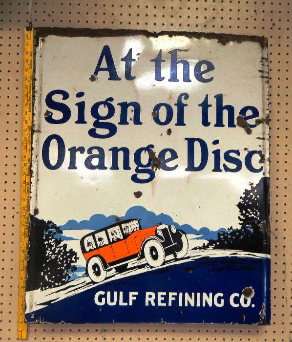 1940's Gulf Refining Co. Porcelain Sign 27"x33"