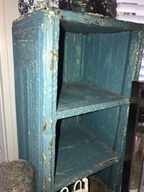 Super fun amazing aqua blue patina finish metal decorative book shelf