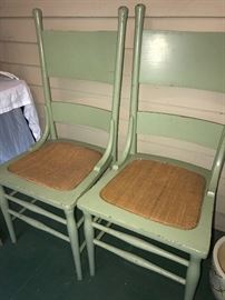 Pair of vintage green chairs 