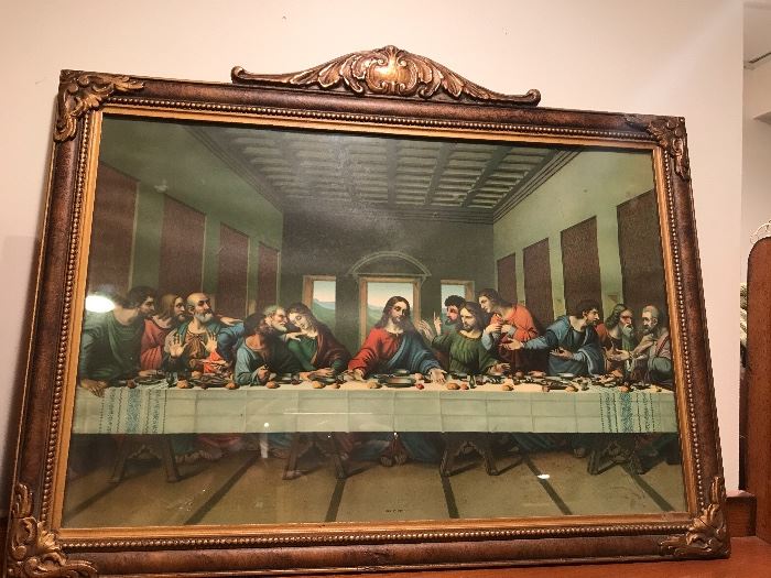 Antique framed Last Supper Picture