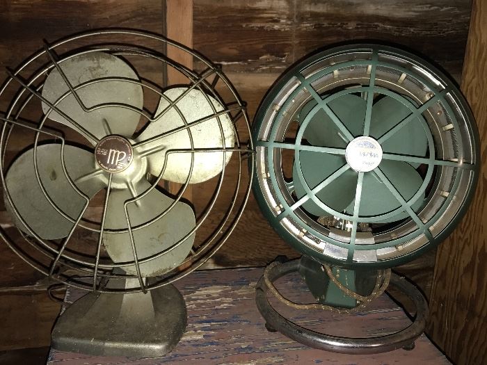 Vintage metal fans found in the barn.