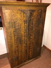 Primitive cabinet that is so adorable! Has original hardware! Dimensions" 35" Wide x 13" Deep x 52 6/8" high). Located in the basement 
