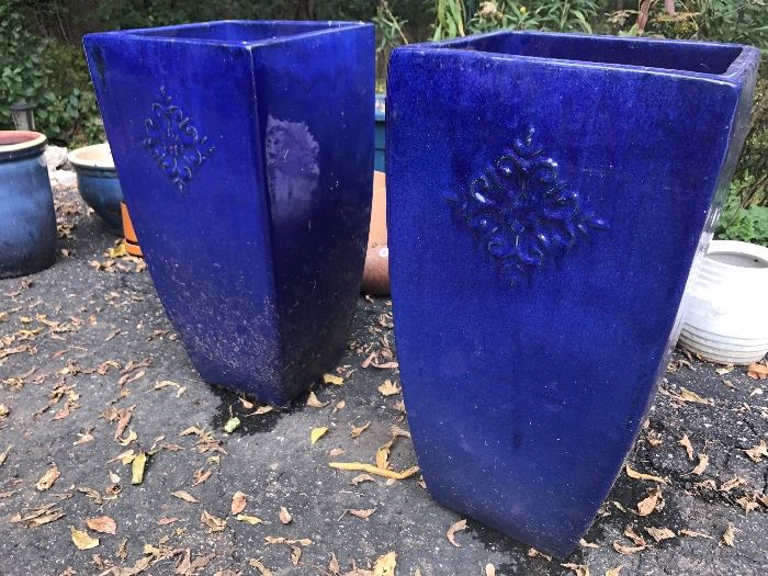 Colbalt Blue outdoor tall planters