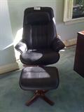 Leaher chair and footstool