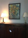 Sundance piece shown not for sale but lamps and art are included in the sale.