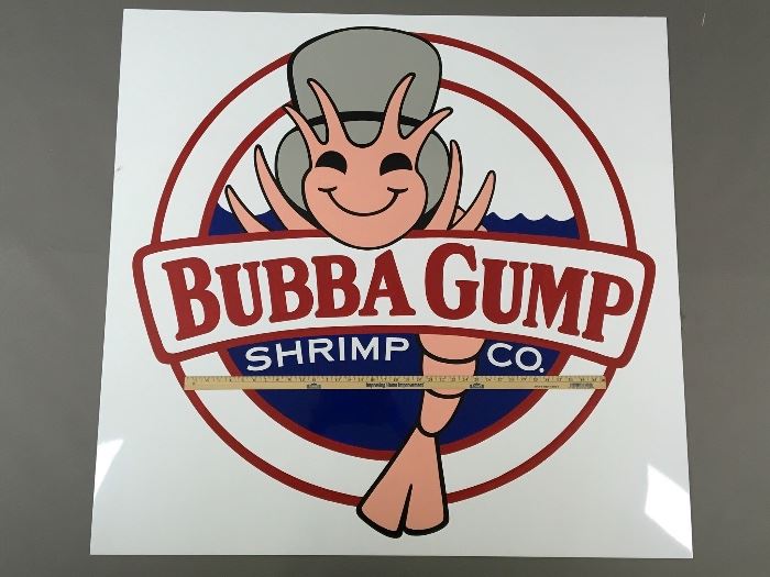 Large hand painted Bubba Gump Shrimp sign. 