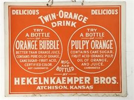 Twin-Orange Drink, VERY Rare cardboard advertising sign. 