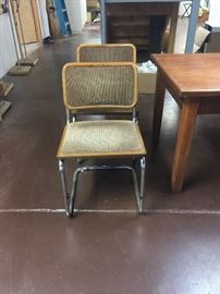 Set of 4 Chrome and Woven Chairs 