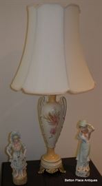 Matching Pair of Vintage Lamps with Hand painted Design.