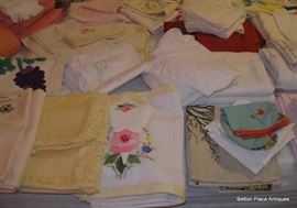 Lots of linen from Sheets to towels, doilies and Tablecloths