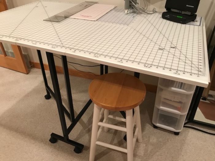 Sewing table and supplies