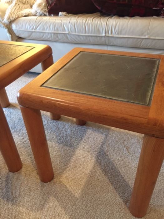 Danish modern teak and slate tables