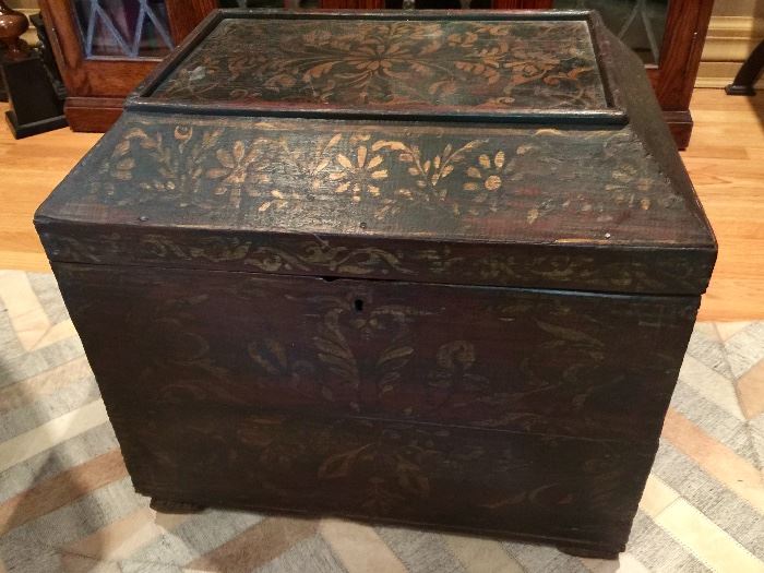 Antique Small Wood Chest (15" x 21" x 19")