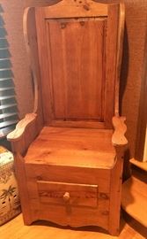 Rustic Pine Armchair w/1 Drawer (25" x 21" x 52")