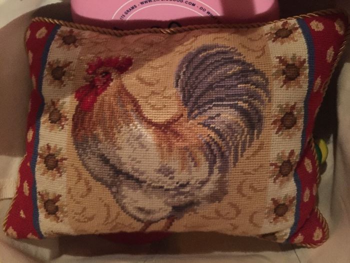 Needlepoint Rooster Pillow