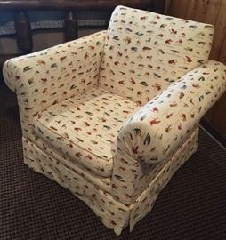 Kid Upholstered Chair in Fishing Lure Fabric (29" x 24" x 24")