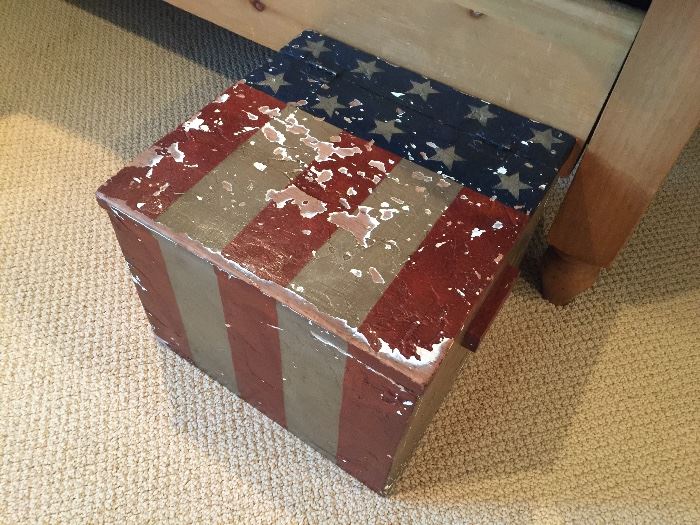 Vintage Flag Wood Storage Box