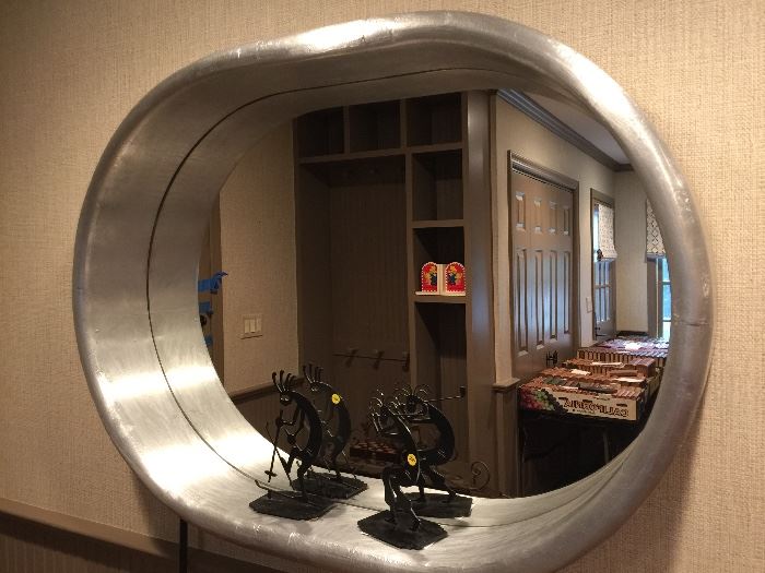 Contemporary Silver Oval Mirror