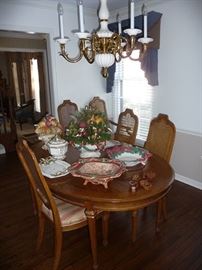 Dining Room Table and Chairs and Fitz and Floyd 